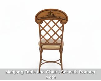 Mahjong Table and Chairs Set with Rooster Motif third image