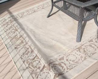 Outdoor Area Rug with Damask Border