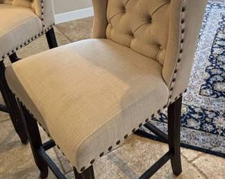 Tufted Wingback Counter Stools with Nailhead Trim Set of  second image