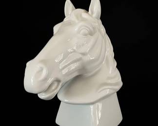Vintage Italian White Ceramic Horse Head Sculpture