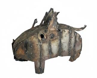 Recycled Metal Pig Sculpture