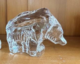 Signed Crystal Polar Bear Figurine