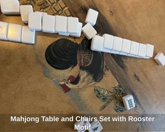 Mahjong Table and Chairs Set with Rooster Motif fourth image