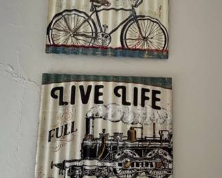 Vintage Style Corrugated Metal Wall Art Set