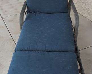 Outdoor Chaise Lounge with Blue Cushions