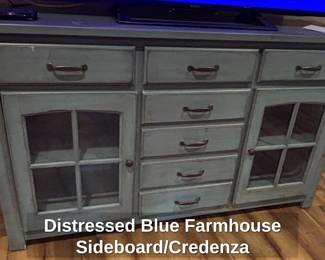 Distressed Blue Farmhouse Sideboard or Credenza
