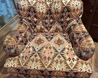 Vintage Kilim Upholstered Armchair and Ottoman Set second image
