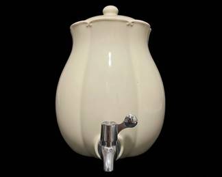 Cream Ceramic Beverage Dispenser with Chrome Spigot