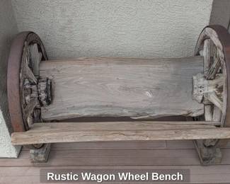 Rustic Wagon Wheel Bench