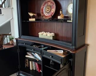 Hooker Furniture Black Hutch with Glass Doors and Drawers