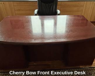 Cherry Bow Front Executive Desk
