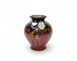 Decorative Ceramic Vase with Gradient Glaze and Charms