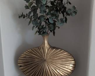 MidCentury Modern Sunburst Vase with Faux Eucalyptus