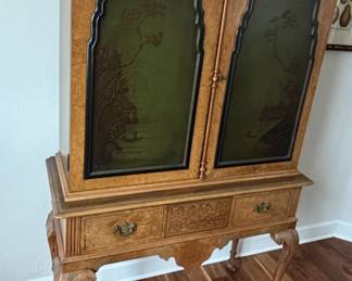 Berkey  Gay Chinoiserie Burled Walnut Secretary Desk