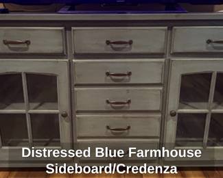 Distressed Blue Farmhouse Sideboard or Credenza second image