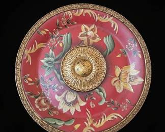 Decorative Plate with Floral Motif and Gilt Border  Wedgwood Tonquin Ruby
