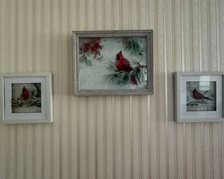 Set of Three Framed Cardinal Prints