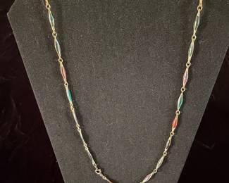 Vintage Enamel Marquise Link Necklace