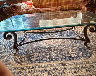 Wrought Iron and Glass Coffee Table