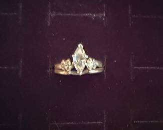 Marquise Cut Diamond Engagement Ring with Pear-Shaped Accent Stones