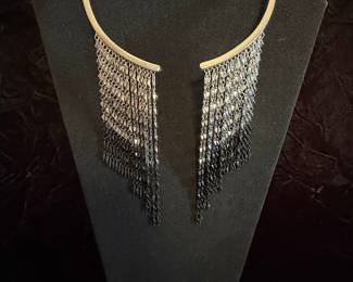 Choker Necklace with Waterfall Fringe