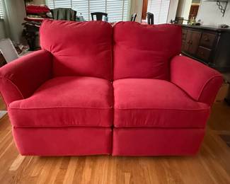Cindy Crawford Red Microfiber Sofa and Two Loveseats Set