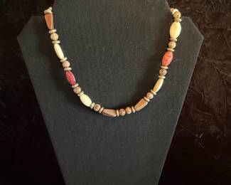 Beaded Necklace with Natural Materials
