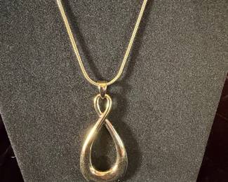 Abstract Infinity Teardrop Pendant Necklace