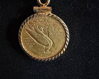 1908 $2.50 Indian Head Gold Coin Pendant Necklace