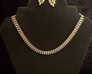 Rhinestone Necklace and Earring Set