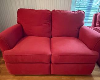 Cindy Crawford Red Microfiber Sofa and Two Loveseats Set