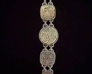 Vintage Sterling Silver Coin Motif Link Bracelet