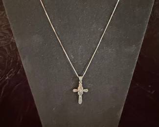 Sterling Silver Marcasite Knot Cross Pendant Necklace