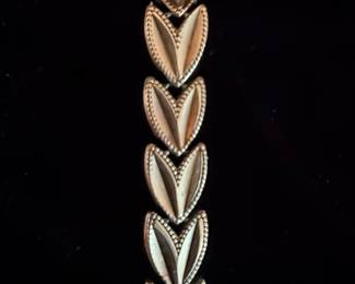 14k Gold Leaf Link Bracelet