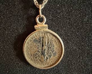 Mercury Dime Pendant Necklace