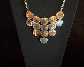 Gold Tone Abstract Bib Necklace