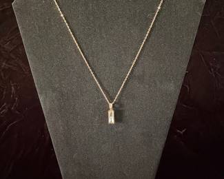 Rose Gold Plated Rectangular Pendant Necklace with Accent Stones