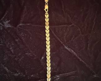 14k Gold Leaf Link Bracelet