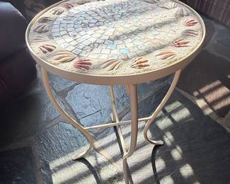 Seashell and Mosaic Top Side Table