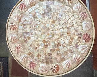 Seashell and Mosaic Top Side Table