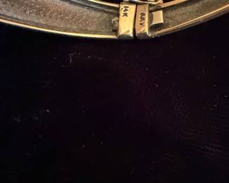 14K Yellow Gold Floral Engraved Bangle Bracelet