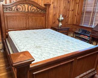 Traditional Wood and Metal Bed Frame