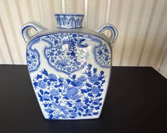 Blue and White Porcelain Vase with Phoenix and Floral Motifs