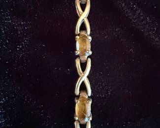 10K Gold "XOXO" Link Bracelet with Oval Citrine Gemstones