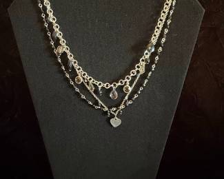 Multi-Strand Beaded Necklace with Heart Charm