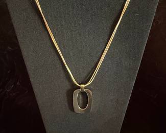 Modernist Abstract Rounded Rectangle Pendant Necklace