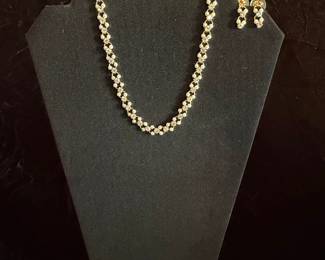 Faux Pearl and Crystal Necklace and Earring Set