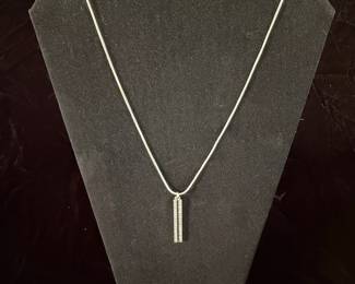 Rhinestone Bar Pendant Necklace