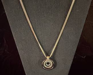 Two-Tone Abstract Teardrop Pendant Necklace