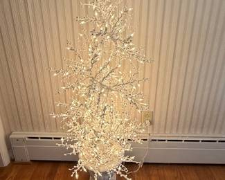 White Lighted Branch Tree with Urn Base